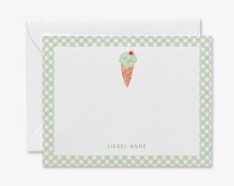 Gepersonaliseerd briefpapier groen ijs | Platte notitiekaarten IJs | IJs bedankje | Aquarel bedankkaarten | Kinderen bedankt