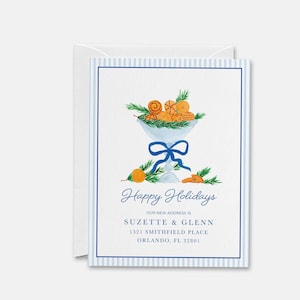 Bewegende Aankondigingskaart van de Kom van de vakantie de | Adreswijzigingskaart | We zijn verhuisd kaart | Gepersonaliseerd nieuw huis | Kersthuis met citrusvruchten