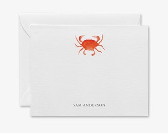 Crab Personalized Stationery | Maryland Crab Notecards | New England Greeting Cards | Custom Watercolor Crab Notes | Coastal Gift for her