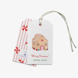 Gingerbread House Personalized Gift Tags | Christmas Gift Tags | Custom Candy Gift Tag | Holiday Family Gift Tag | Merry Christmas Tags