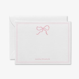 Bow Baby Shower Thank You Notes | Pink Bow Stationery | Girly Notecards | Baby Notecards | Personalized Baby Cards | It's A Girl Note Cards