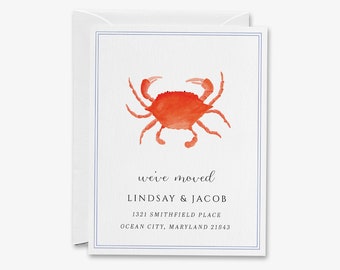 Crab Moving Announcement Card | Change of Address Card | We've Moved Cards | New Home | Personalized House | Coastal Maryland New England