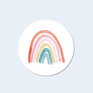 Stickers bohèmes arc-en-ciel | rond mat | Cachet pour enveloppe arc-en-ciel | Fermeture d'enveloppe arc-en-ciel | Bohème peint à la main | faveur arc-en-ciel | Enfants