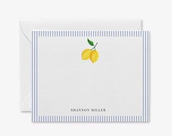 Lemon Personalized Stationery | Lemon Note Cards | Lemon Thank You Notes | Lemon Lovers | Lemon Gift | Modern Cards | Flat Cards | Feminine