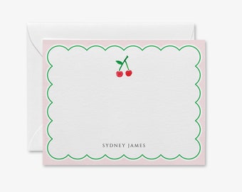Cherry Personalized Stationery | Cherry Notecards | Cherry Notes | Cherry Gift | Hostess Gift | Preppy Watercolor Thank You