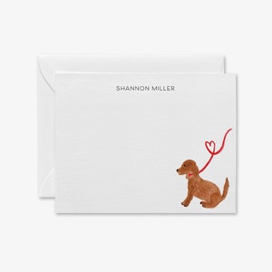 犬好きのためのパーソナライズされた文房具 | 子犬のサンキューノート | モダン | 女性らしいノートカードセット | 犬のグリーティングカード | 水彩画の犬用カード