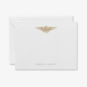 Naval Aviator Wings personalisiertes Karteikartenset | Marine Militär Briefpapier | Armee Karten | Militärisches professionelles Geschenk | Pilot Danke