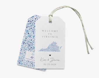 Virginia Wedding Favor Tags | Virginia Tag | Wedding Tag | Watercolor Hand Painted Tag | Favor Tags | Wedding Welcome Gift Tag | Welcome Bag