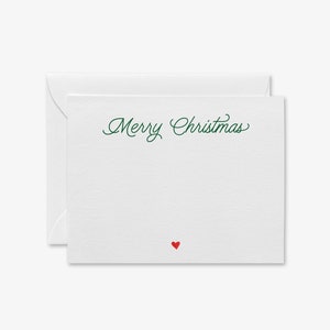 Merry Christmas Script Holiday Flat Notecards [Sets of 8] | Christmas Family Stationery | Christmas Thank You Cards | Holiday Notecards