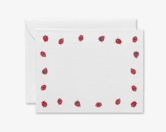 Articoli di cancelleria Ladybug [Set da 8] / Biglietti di auguri Ladybug / Bigliettini Ladybug / Regalo Ladybug / Regalo per hostess / Grazie in stile preppy con acquerello