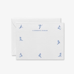Set di cancelleria personalizzato per l'après-ski / Bigliettini da sciatore blu e bianchi / Biglietti personalizzati per l'après-ski / Articoli di carta per sciatori / Elegante cancelleria invernale