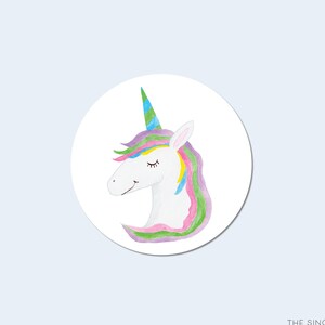 Pegatinas de unicornio / Pegatinas redondas mate / Sello de sobre para amantes de los unicornios / Pegatina de unicornio / Pintada a mano mágica / Recuerdo de unicornio / Etiqueta para niños