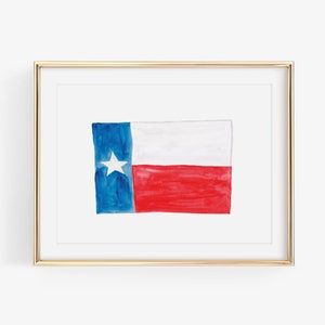 Texas Flag Watercolor Print | Hand Painted Watercolor Texas Art | Texas Flag Watercolor Artwork | Texas Gift Fine Art | Texan Home Decor