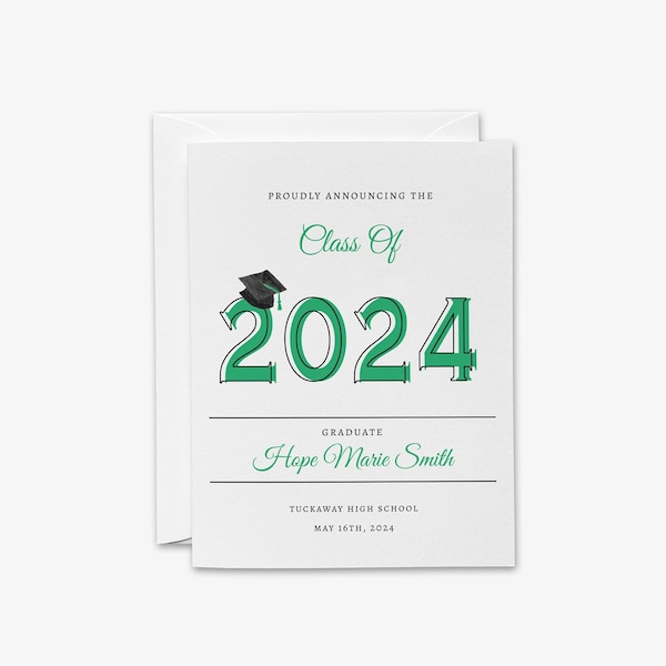 Personalized Graduation Announcement Invitation | College Graduation | High School Graduation | Class of 2024 | Printed Party Invitations