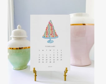 Calendrier de bureau 2024 Little Joys | Cadeau aquarelle | Cadeau BCBG pour les grands millénaires | Joyeux | Mini calendrier mensuel | Cadeau d'hôtesse | Impression artistique