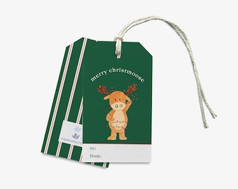 Merry Christmoose Pun Holiday Gift Tags [Sets of 8] | Merry Christmoose Gift Tag | Holiday Family Gift Tag | Merry Christmas | Moose Pun Tag