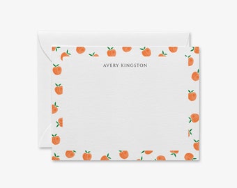 Peach Personalized Stationery | Peach Notecards | Peach Thank You Notes | Georgia Stationery | Watercolor Peach Cards | Fruit Stationery