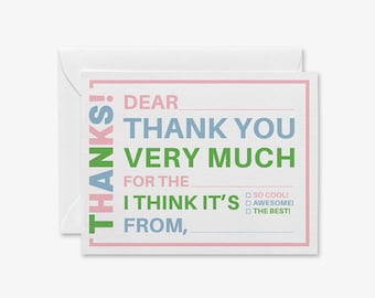 Girls Fill-In Thank You Cards | Colorful Kids Stationery