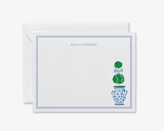 Ginger Jar Personalized Stationery | Hand Painted Topiary Personalized Notecards | Personalized Thank You Card | Hostess Gift | Chinoiserie