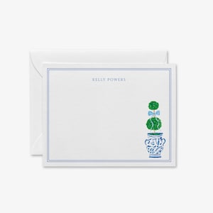 Gepersonaliseerd briefpapier gemberpot | Handgeschilderde gepersonaliseerde notitiekaarten met vormsnoei | Gepersonaliseerde bedankkaart | Gastvrouwcadeau | Chinoiserie