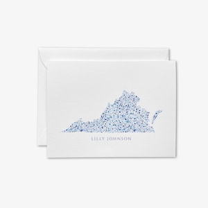 Personalized Virginia Cards | A Note From Virginia Folded Cards | Virginia Gift | Watercolor Card | Preppy Folded Cards | Virginia Thank You