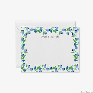 Cancelleria personalizzata Blueberry / Biglietti di auguri Blueberry / Biglietti di ringraziamento Blueberry / Amanti delle bacche / Regalo blu e bianco / Frutta da giardino
