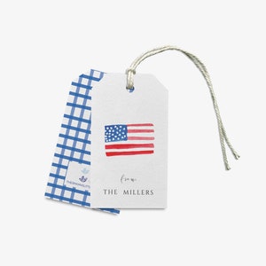 American Flag Gift Tags | Patriotic Tag | Fourth of July Tag | Watercolor Hand Painted Tag | USA Hang Tag | Favor Tags | BBQ Thank You Tag