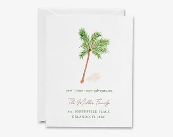 Palm Tree Moving Announcement | Change of Address Postcard | We've Moved Cards | New Home New Adventures | Watercolor Art Moving | Florida