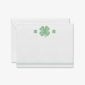 Cartes de correspondance plates à motif trèfle [Ensemble de 8] | Notes de trèfle | Cartes de voeux irlandaises | aquarelles trèfle à quatre feuilles | Cadeau papeterie