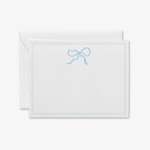 Tarjetas planas con lazo azul claro / Papelería con lazo azul / Tarjetas para niño / Tarjetas para bebé / Notas de agradecimiento para bebé / Tarjetas para niño