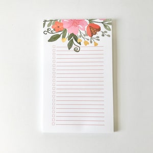 Floral Bouquet Notepad | Botanical Notepad | Hand Painted Flower Pads | Feminine | Spring Gift | To Do List For Her