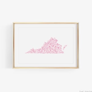 Virginia Watercolor Art Print | Hand Painted Virginia Art | Gift | State Watercolor Fine Art | Virginia Home Decor | Virginia Nursery Dorm