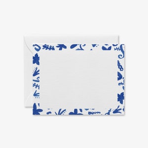 Platte chinoiseriekaarten [sets van 8] | Handgeschilderde notities | Bedankkaart | Gastvrouwcadeau | Kaarten gemberpot | Blauw en wit briefpapier