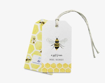 Bee Gift Tags | Bee Lover Favor Tag | Bee Themed Party Tag | Watercolor Hand Painted Tag | Thank You Hang Tag | Bee Favor | Bee Keeper Gift