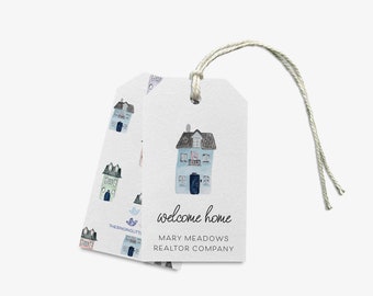 Realtor Gift Tags | Welcome Home Tag | New Home Gift Tag | Watercolor Painted Tag | Pop By Gift Favor | Home Closing Tag | Congratulations