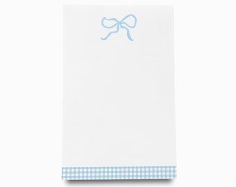 Light Blue Bow Notepad | Blue Gingham Notepad Set | Blue To Do List | Preppy Feminine Notepads | Notepad Gift | Hostess Gift Blue Bow