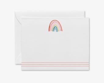 Boho Rainbow Flat Notecards [Set of 8] | Kids Thank You Notes | Baby Thank You Card | Rainbow Note Cards | Rainbow Gift | Baby Thank Yous