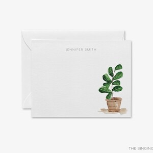 personnalisé de papeterie en forme de figuier en forme de feuille de violon | aquarelles peintes à la main | Cadeau pour amoureux des plantes en pot | Cadeau d'hôtesse | Cartes personnalisées