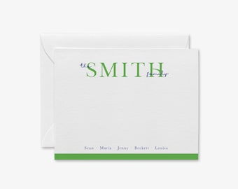 Grußkarten mit Familie | Familie Briefpapier Set | Familie Dankeschön Notizen | Personalisierte Familie Briefpapier | Benutzerdefinierte Namen & Farbe | Flache Grußkarten