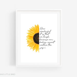 Sunflower Watercolor Print | Laughter Quote | Hand Painted Watercolor Sunflower Art | Sunflower Lovers Watercolor Artwork | Home Decor