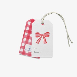 Etiquetas de presente de laço vermelho | Etiquetas de presente de Natal | Feminino | Etiqueta de presente de família de feriado | Etiquetas de feliz Natal | Embrulho de presente