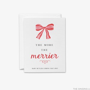 Linda tarjeta de anuncio de embarazo de Navidad / Estamos embarazadas / Tarjeta de revelación de embarazo / Cuantos más, mejor / Tarjeta de tener un bebé / Divertida