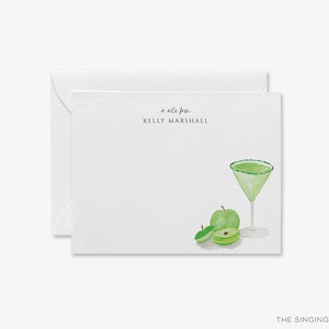 Personalisiertes Cocktail-Liebhaber-Briefpapier | Barwagen Dankeschön Notizen | Getränk | Martini Grußkarten-Set | Grüne Grußkarten | Martini-Liebhaber-Karte