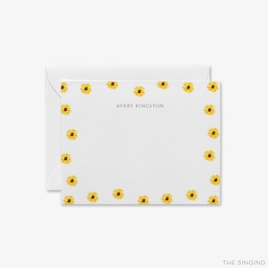 Papeterie personnalisée tournesol | Mini-cartes Tournesol | Cartes de voeux botaniques | Notes de tournesol aquarelle personnalisées | Cadeau pour elle