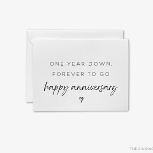 One Year Anniversary Card | One Year Down, Forever To Go, Happy Anniversary | First Anniversary Card | 1st Anniversary Gift | Husband Card