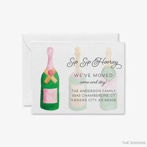 Bewegende aankondigingskaart champagnefles | Adreswijzigingskaart | We hebben kaarten verplaatst | Nieuw huis | Gepersonaliseerd nieuw huis | Sip Sip Hoera