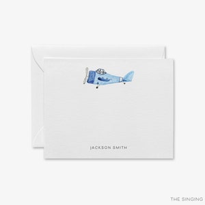 Tarjetas de notas personalizadas con diseño de avión vintage / Notas de agradecimiento para baby shower / Papelería para bebés / Tarjetas de notas de piloto / Tarjetas de notas de avión personalizadas