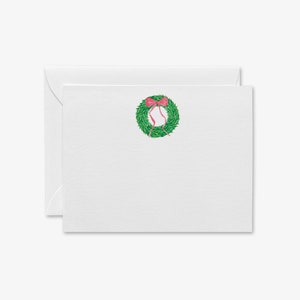 Weihnachtskranz flache Grußkarten [8er-Set] | Urlaub Danke | Weihnachten Briefpapier | Weihnachtskarten | Weihnachtskranz Rote Schleife