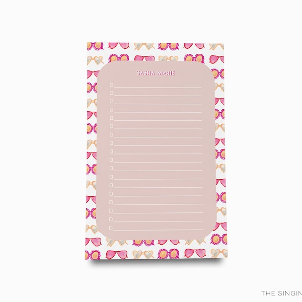 Personalized Heart Sunglasses Notepad | Sunny Notepad Set | Modern To Do List | Feminine Notepads | Personalized Gift for Her | Summer Gift