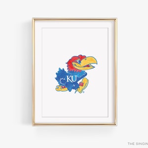 Kansas Jayhawk Art Print | Officially Licensed Product | University of Kansas Watercolor | Kansas Decor | Kansas Wall Art | Rock Chalk Print
